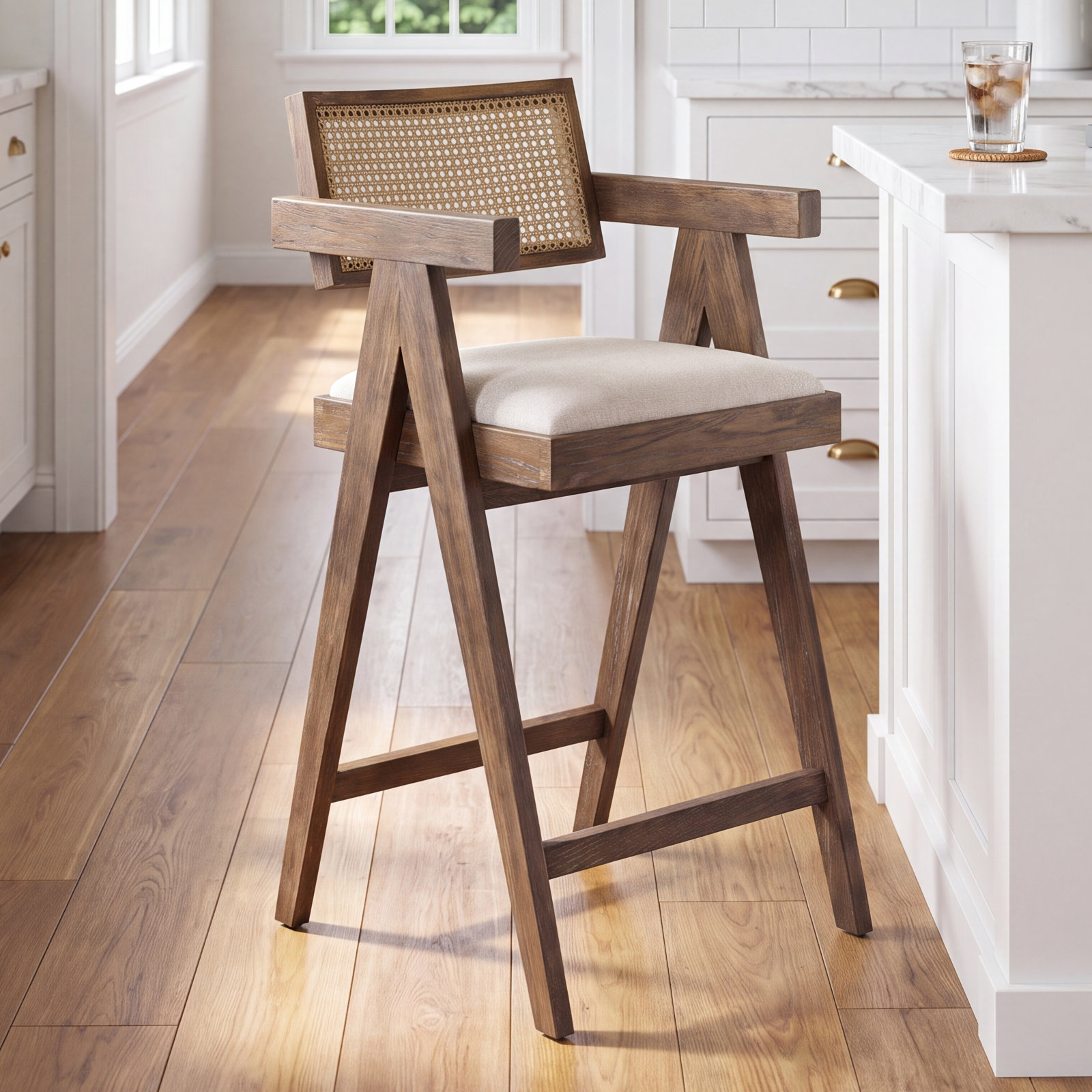 Nava Cane Stool, Counter Stool (26.46" Seat Height)