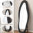 Full Length 63"X24" Mirror With Flannel Wrapped Frame, Irregular Design, Wall Or Floor Mount, Shatterproof And Clear For Home Use 63" X 24" Body Mirror, - Unique Shape, Black, Living Room