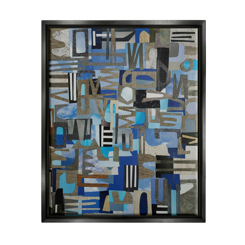"Skies Over Valley Valley", art mural abstrait sur toile flottante par Coco Good, Cadre flottant noir de jais