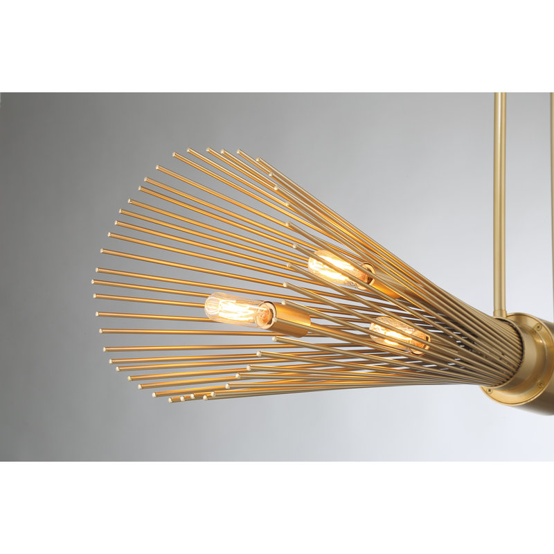 Lustre linéaire moderne en laiton à 6 lumières Iago, Laiton