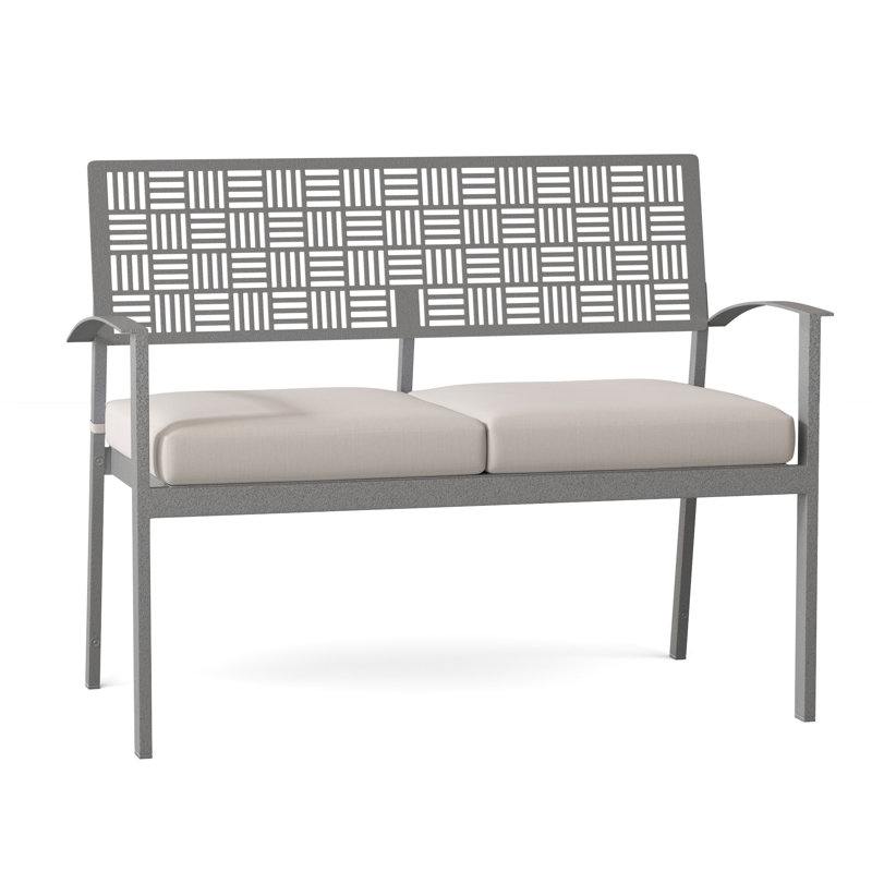 New Century Outdoor Bench, Pewter, Canvas Bird's Eye Sunbrella® Canvas