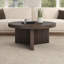 32" Wide Round Coffee Table with Fluted Base — Alder Brown Scandinavian MDF Centre Table for Living Room | Holm-715092811-693391165