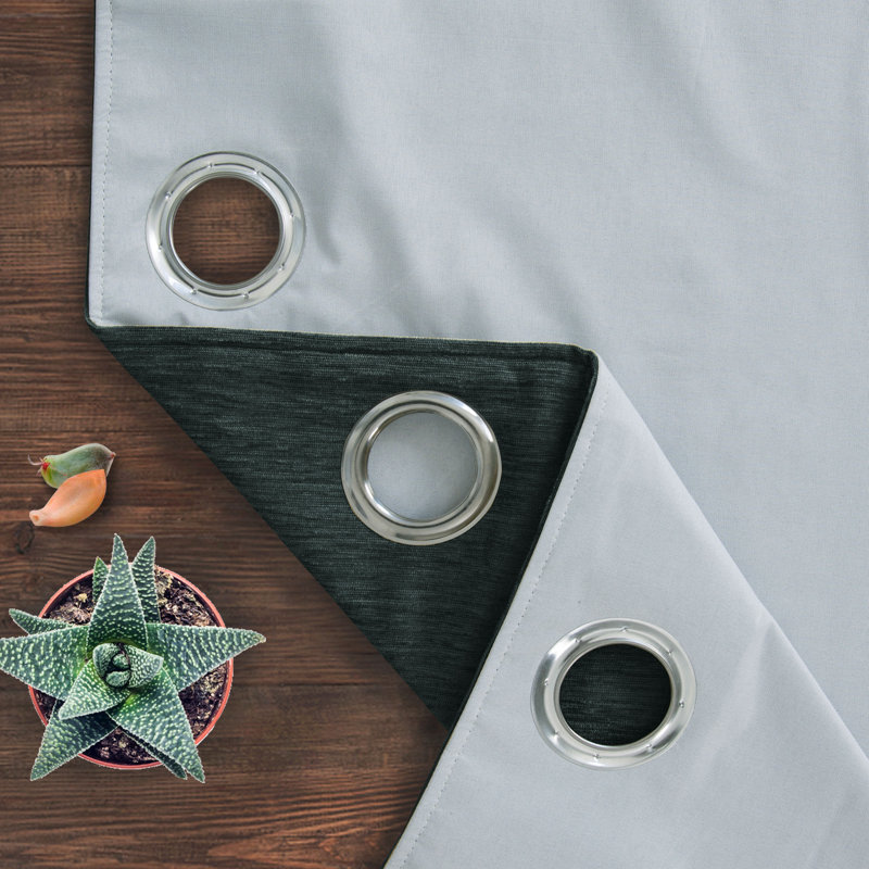 Krishaan Eyelet Blackout Thermal Curtains Pair, Dark Green, 114cm Width x 183cm Drop