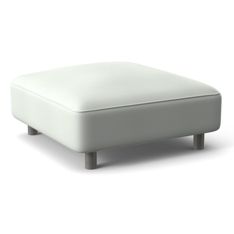 Avanni Outdoor Ottoman with Cushion, Cream Linen 6025-002, Silver