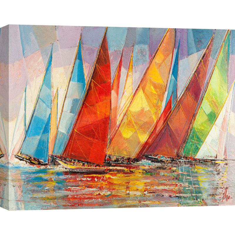 3LR6259 Summer Regatta by Luigi Florio - Wrapped Canvas Painting, 70cm H x 100cm W x 4cm D