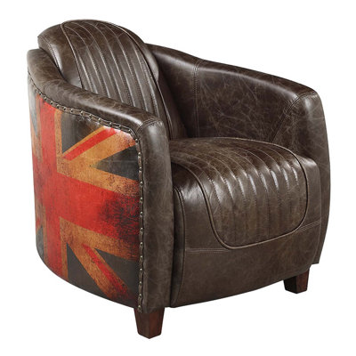 Chaise Brancaster, cuir fleur ardoise antique