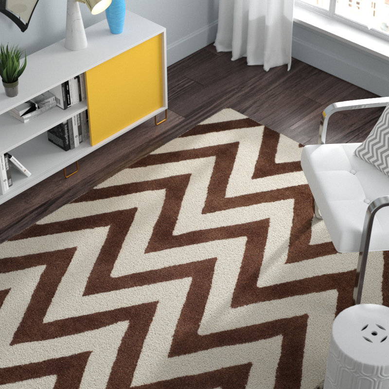 Sanyla Hand Tufted Wool Chevron Rug, Rectangle 6' x 9'