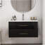 Meuble-lavabo mural noir brillant 36 po avec lavabo combiné, double tiroir, lavabo en céramique, longue poignée en métal doré, installation facile, noir brillant-1554604384-1554604386