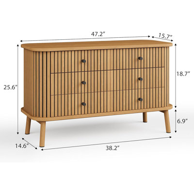 6 Drawer Dressers, With Matte Black Handles And Wood Legs by Millwood Pines