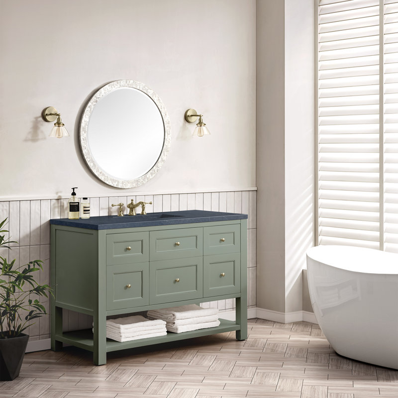 Breckenridge 48'' W Single Vanity, Charcoal Soapstone, Smokey Celadon, 8" Widespread