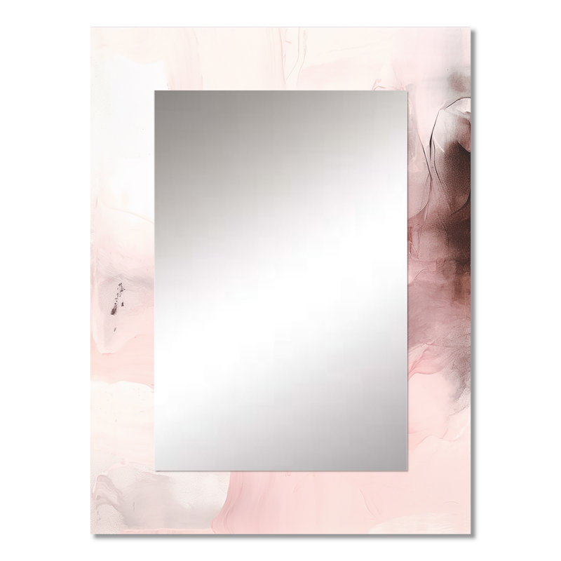 Pink Delicate Abstract Marble IV - Marble Unique Wall Mirror, Pink Mirror, Printed Metal Art, 32" x 24"