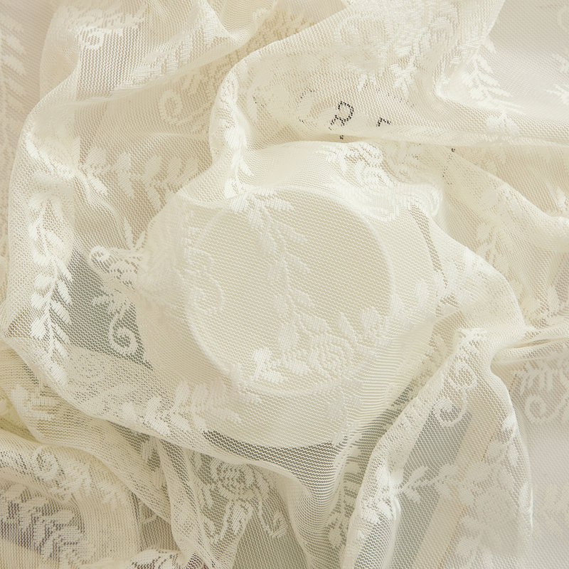 Adrik Floral Cafe Curtain, Ivory, 30"W x 36"L