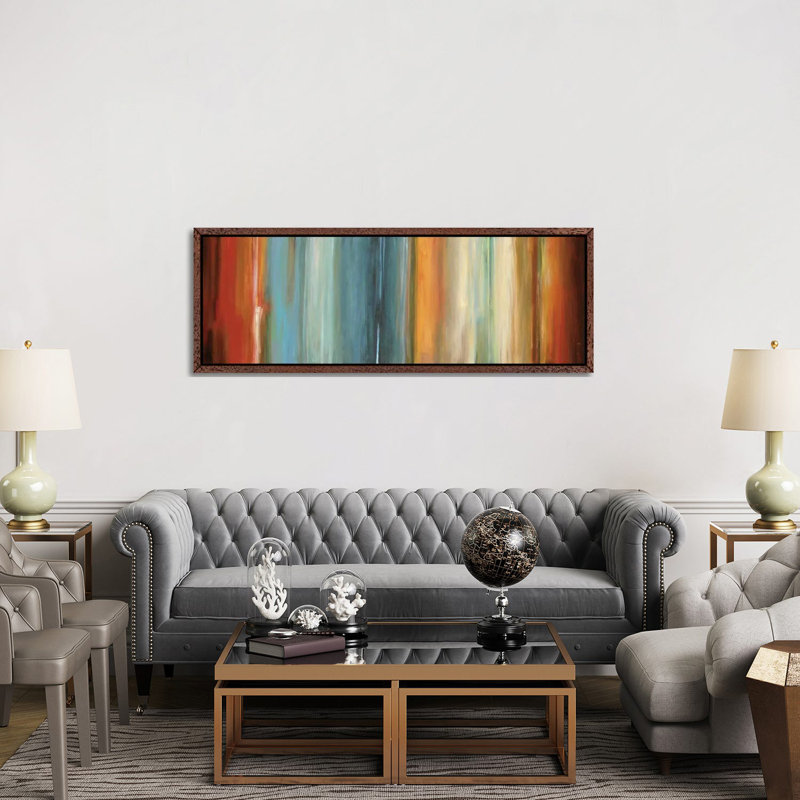 Flow II by Max Hansen - Panoramic Print on Canvas, 50.8 cm H x 152.4 cm W x 4.445 cm D, Brown Floater Framed