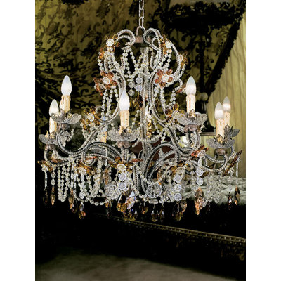 10 - Light Candle Style Classic / Traditional Chandelier with Crystal Accents