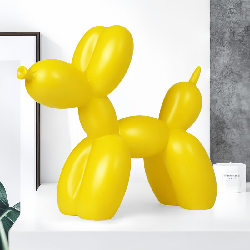 Figurine de chien ensoleillé en résine jaune ensoleillé de 7,95 x 6,54 x 2,76 po, Jaune, Resin