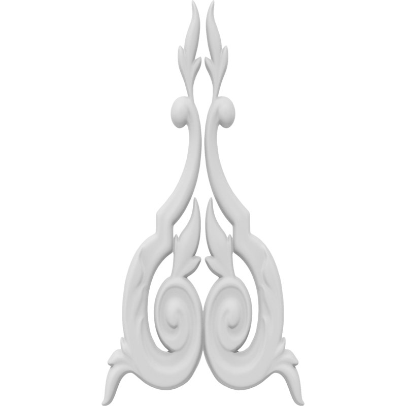 H W D Composite Rosette Applique, 4" H x 2" W x .38" D
