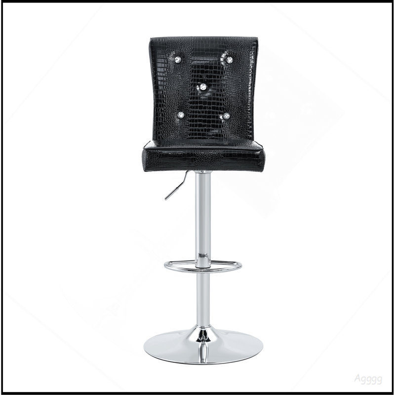 Ensemble de 2 tables de bar modernes en verre et tabourets de bar réglables, table de pub contemporaine à hauteur de comptoir avec pieds chromés, chaises de bar pivotantes en cuir de polyuréthane noir pour îlot de cuisine, bar personnel, petit espace