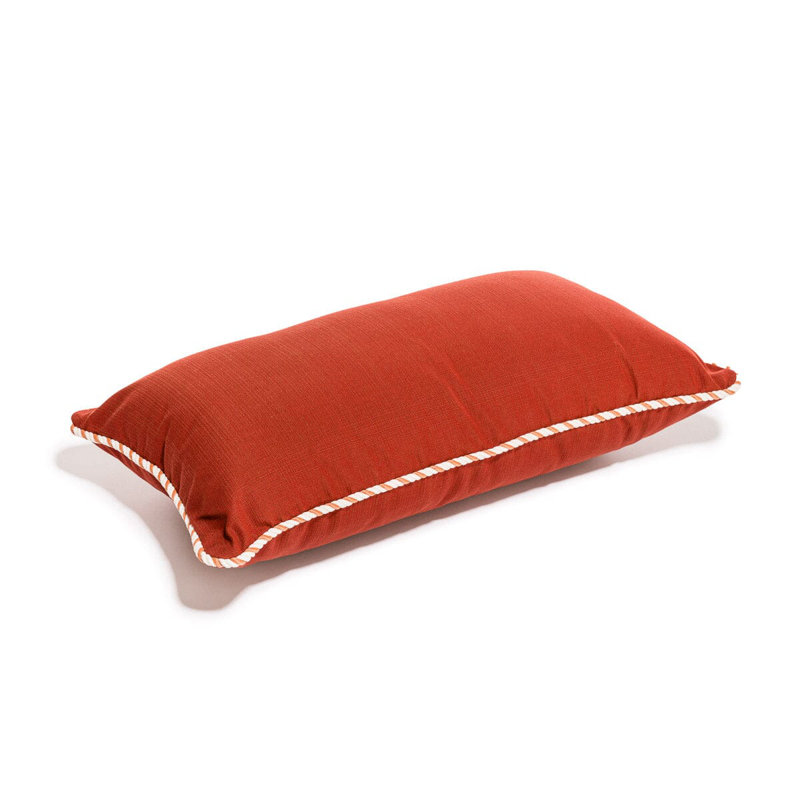 Indoor/Outdoor Pillow Cover & Insert, Rectangle 15"H x 27.6"W, Red/White