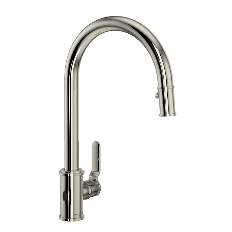Polished Nickel Brass Pull-Down Kitchen Faucet with Spray