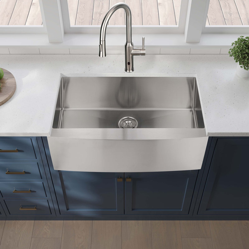 33" x 21" x 10" Brushed Nickel Stainless Steel Farmhouse Kitchen Sink