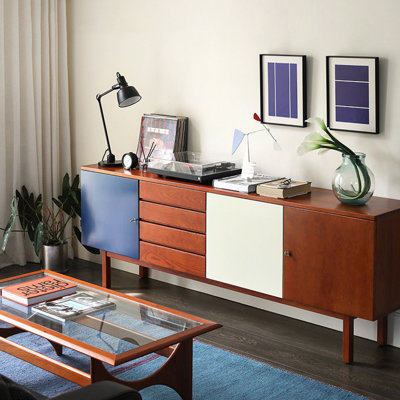 Nordic Retro Style Pine Wood TV Stand