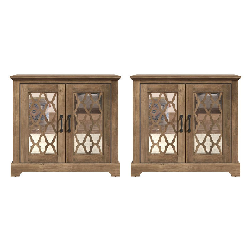 Ensemble de 2 commodes décoratives Lopes, Chêne noueux