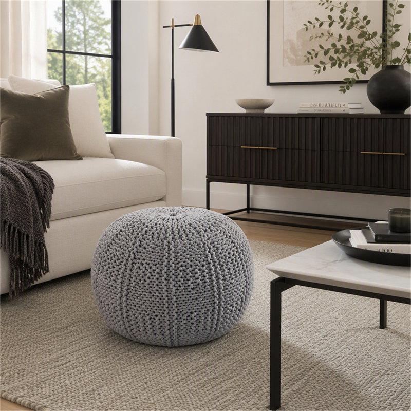 Pouf rond en coton 20 x 20 Yuny