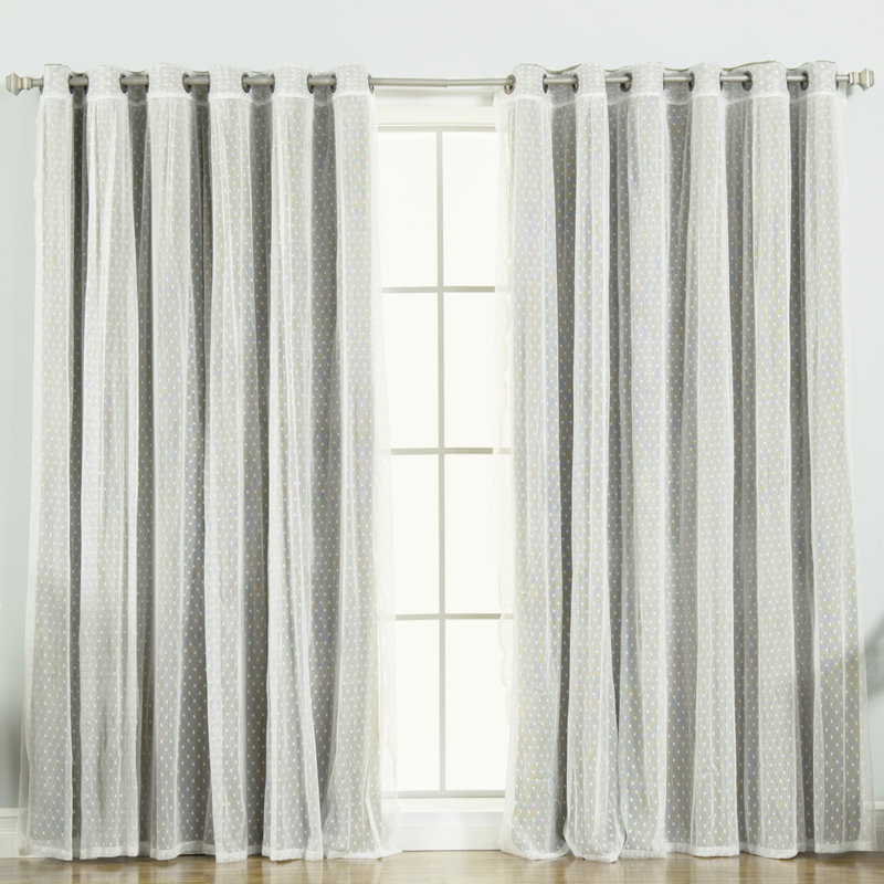 Damyiah Polyester Blackout Curtain Panel (1 Sheer and 1 Blackout Panel), Olive, 80" W x 96" L