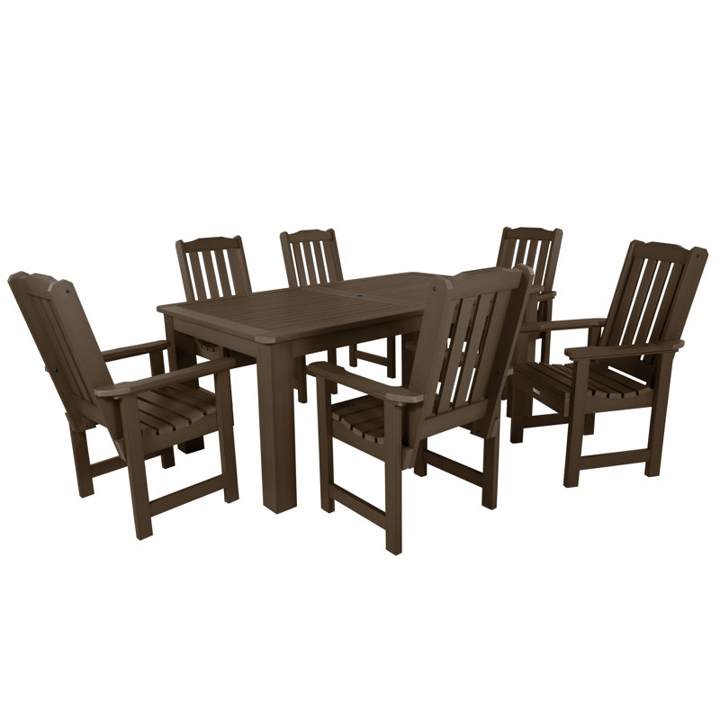 Ensemble repas 7 pièces Macias, Gland de chêne vieilli, H 36 po x l 42 po x L 72 po 