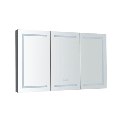 Armoire à pharmacie 60 po x 36 po à DEL avec miroir, douilles et tablettes en verre réglables, à intensité variable, anti-buée
