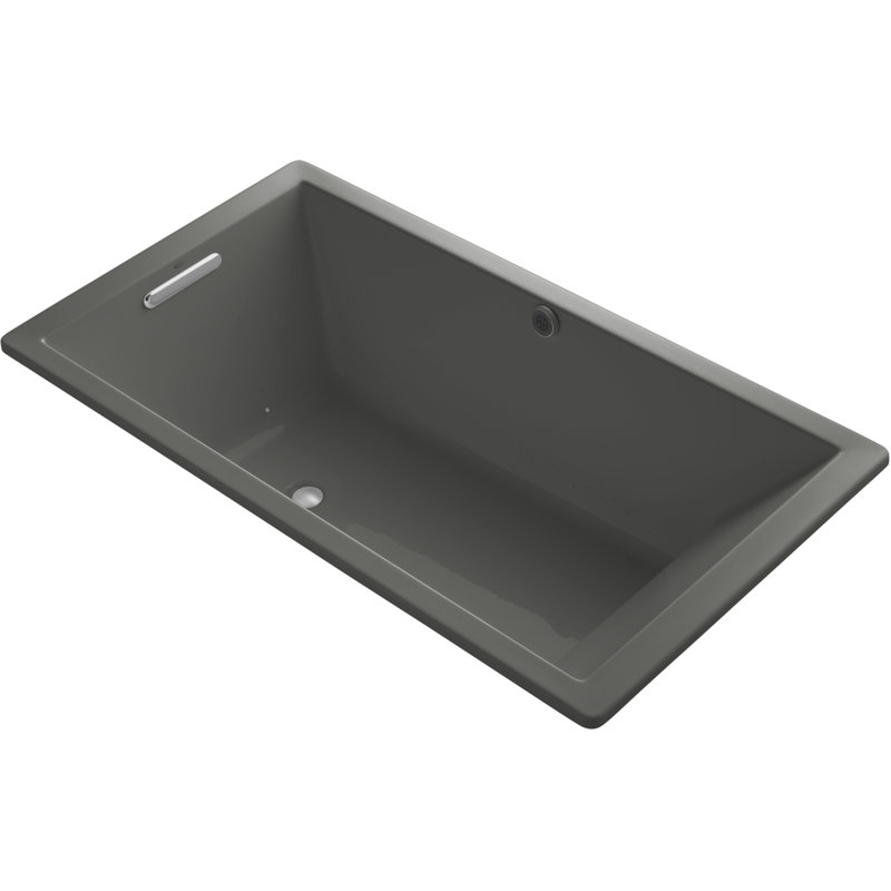 Underscore Rectangle 66-In X 36-In Heated Bubblemassage Air Bath With Bask, Reversible Drain, Thunder Gray