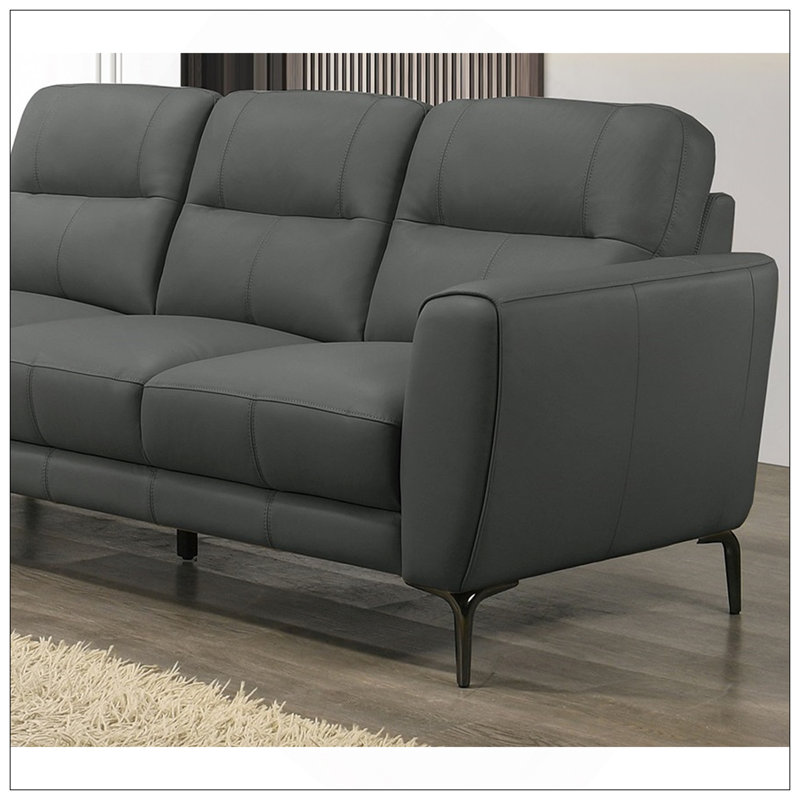 Ensemble de canapé en cuir fleur gris anthracite 2 pièces Canapé et causeuse, Gris