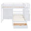 Lit superposé double au-dessus de simple avec garde-robe et tiroirs intégrés - Lit pour enfant peu encombrant, blanc