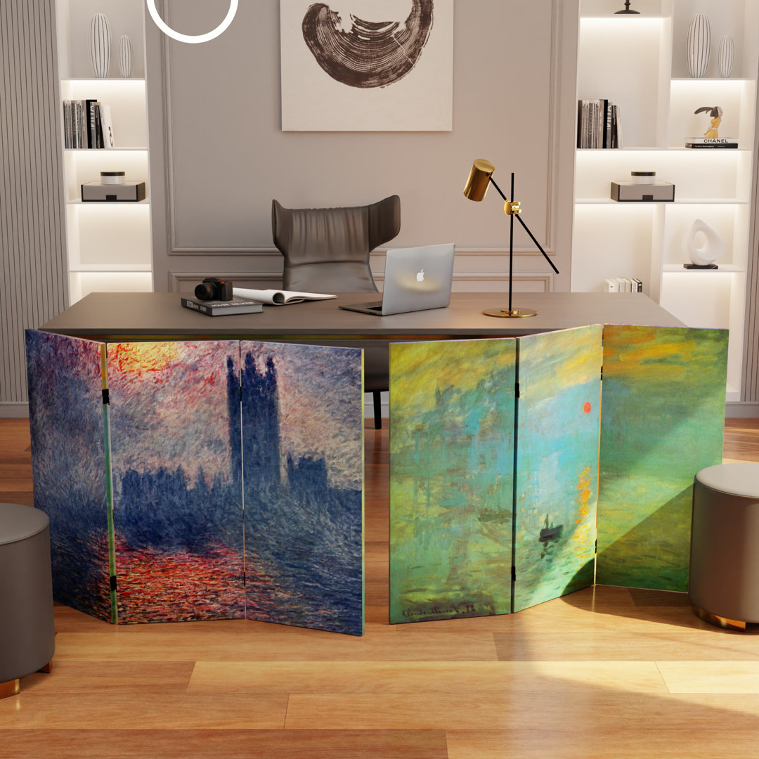 Plante Monet Impressionist Art Canvas Room Divider Winston Porter 