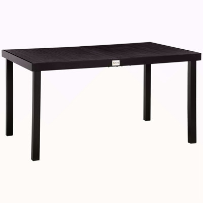 Outsunny Outdoor Dining Table For 6 Person, Rectangular Patio Table, Aluminum Metal Legs For Garden, Lawn, Patio, Woodgrain