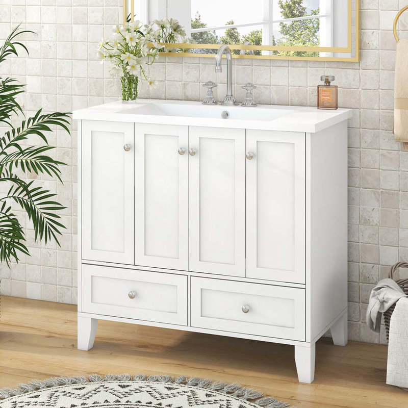 Ensemble de meuble-lavabo autoportant Speroni, Blanc