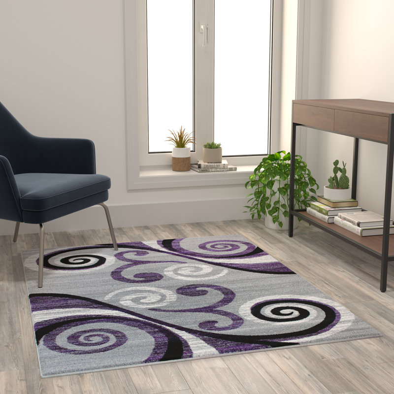 Tapis intérieur à motif abstrait tourbillonnant Aarley-Ray, Rectangle 4 pi x 5 pi