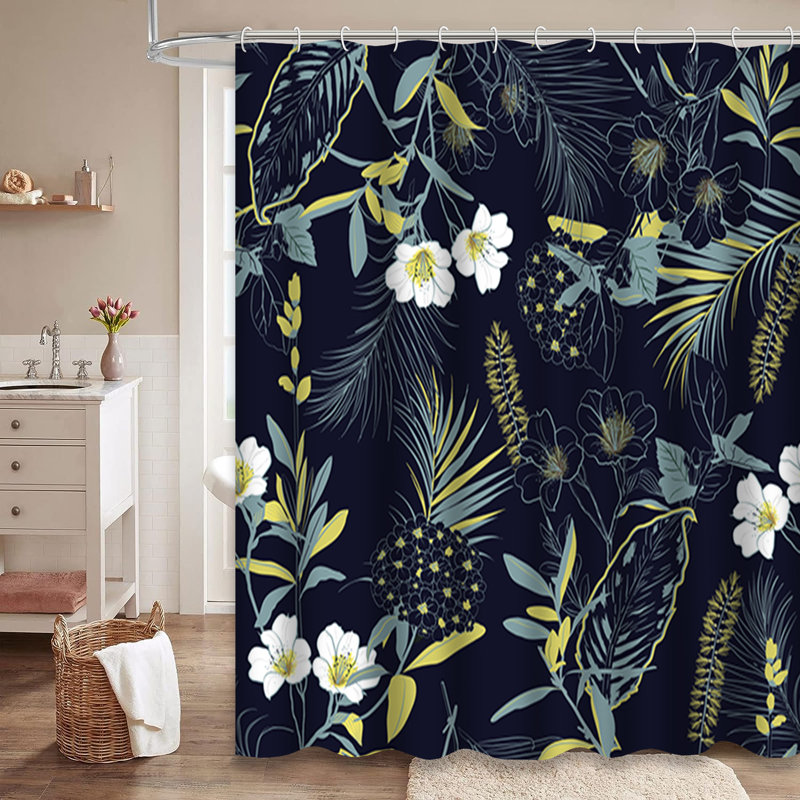Rideau de douche foncé avec 12 crochets, L 72 po x l 78 po