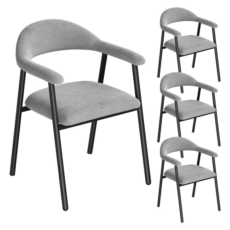 Upholstered Foam Padding Armchair in Grey, 4