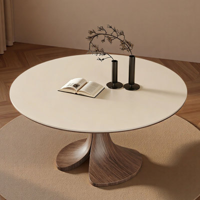 Table ronde Mid-Century en pierre frittée