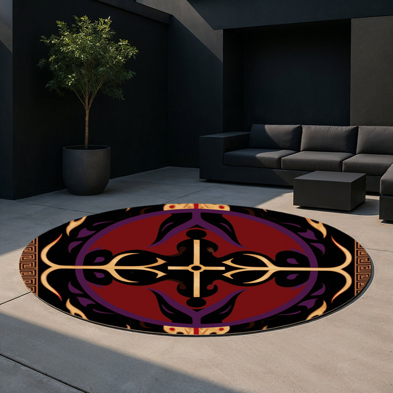 Tapis intérieur et extérieur Luminous Fleur, Rond 5 pi