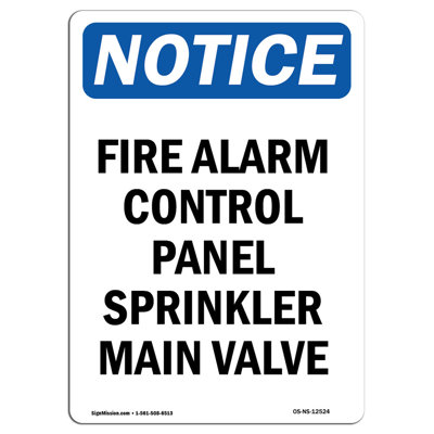 Fire Alarm Control Panel Sprinkler Sign