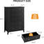 Commode haute 5 tiroirs 2 pièces, commode en bois avec poignées dorées, noir