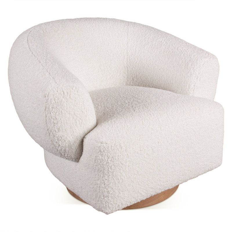 Bruford Swivel Barrel Chair, White Cotton Blend