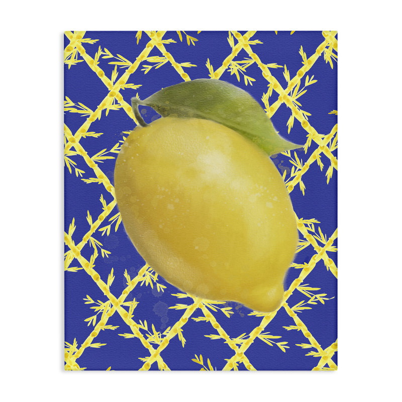 Citron audacieux sur toile bleue, design par Matthew Piotrowicz, H 48 po x l 36 po