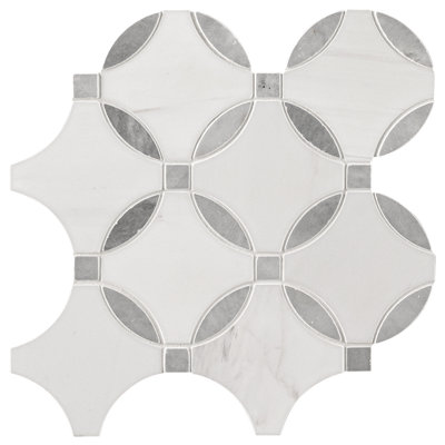 Bianco Dolomite Lola 10.25"" x 10.25"" Polished Marble Mosaic Floor And Wall Tile -  MSI, WAY-MD-032