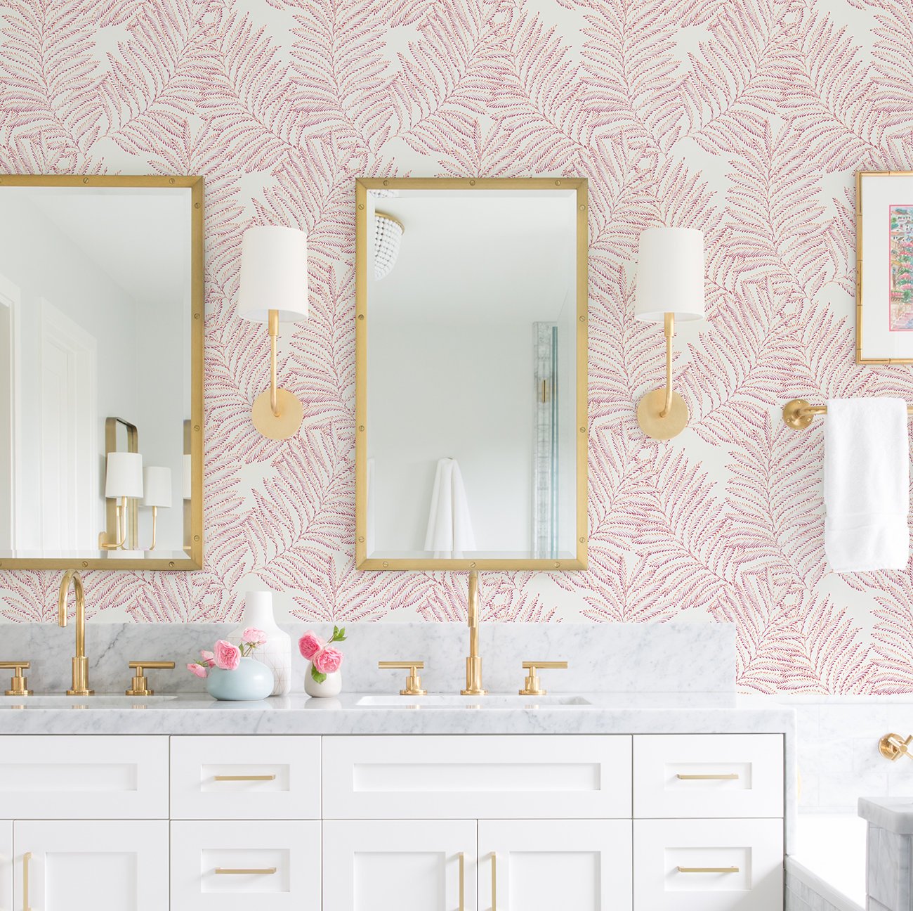Palmina Modern Floral Wallpaper, Pink/Orange 