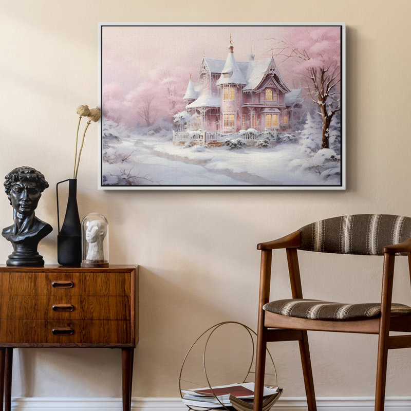 Paysage rétro - CXCV, H 25 po x l 37 po x P 2 po, Toile encadrée flottée blanche