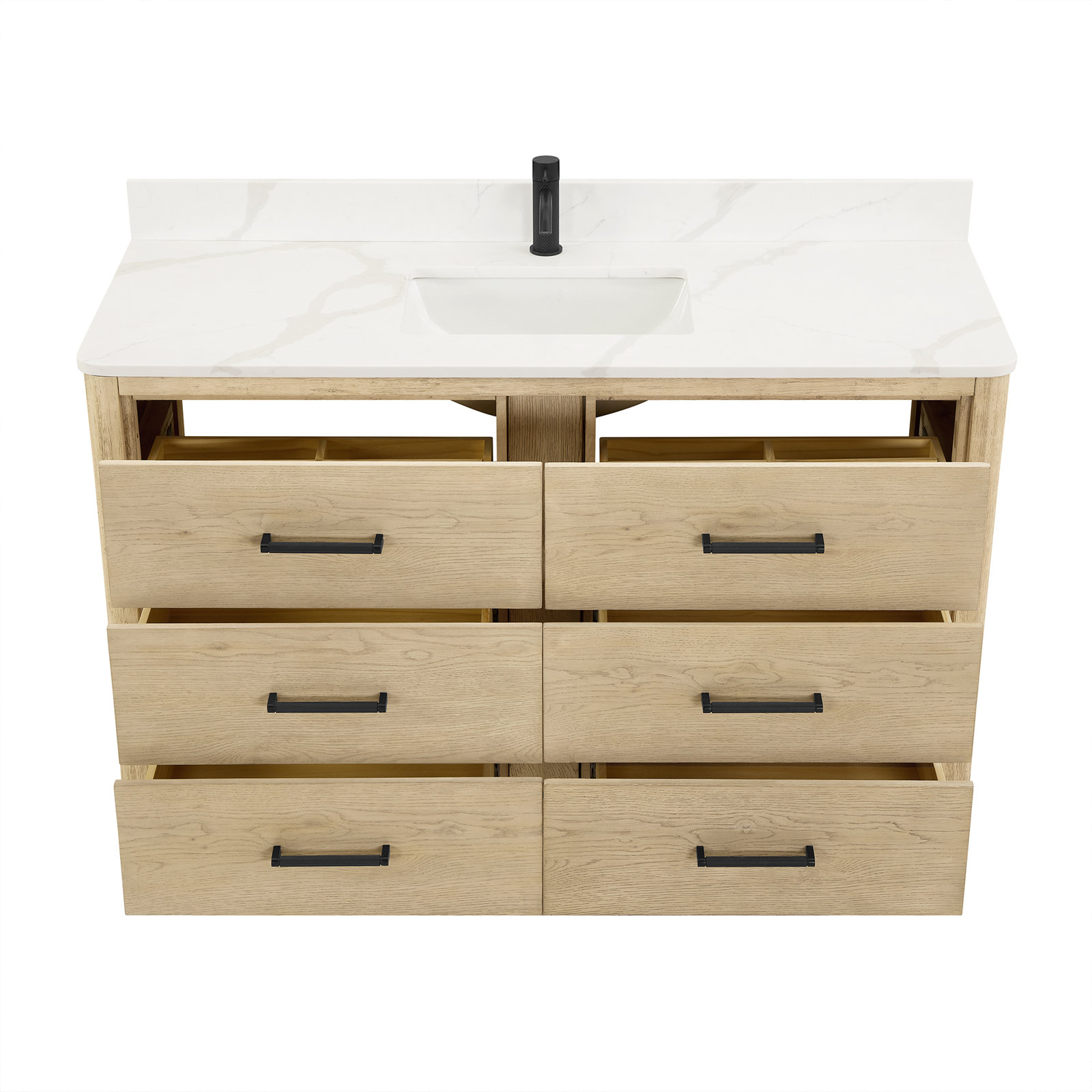 Porto 55 " Single Bathroom Vanity, Natural Oak, Matte Black