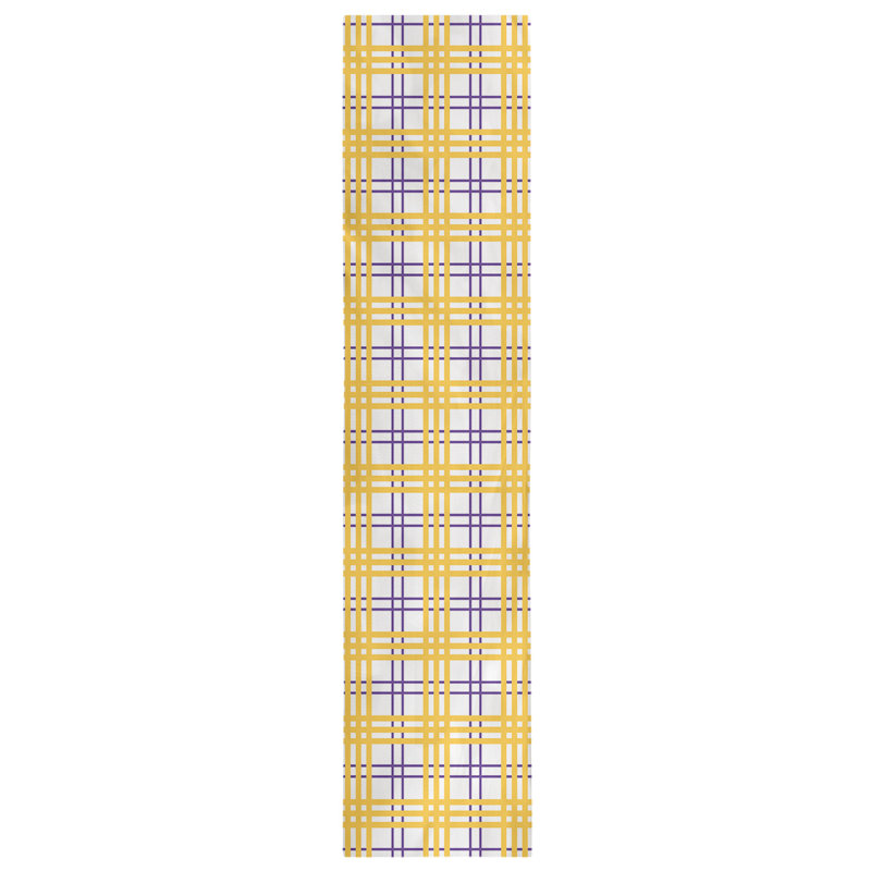 Paid Polyester Table Runner, 90" L x 16" W, White/Purple/Gold